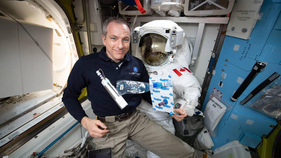 Astronaut doing experiment