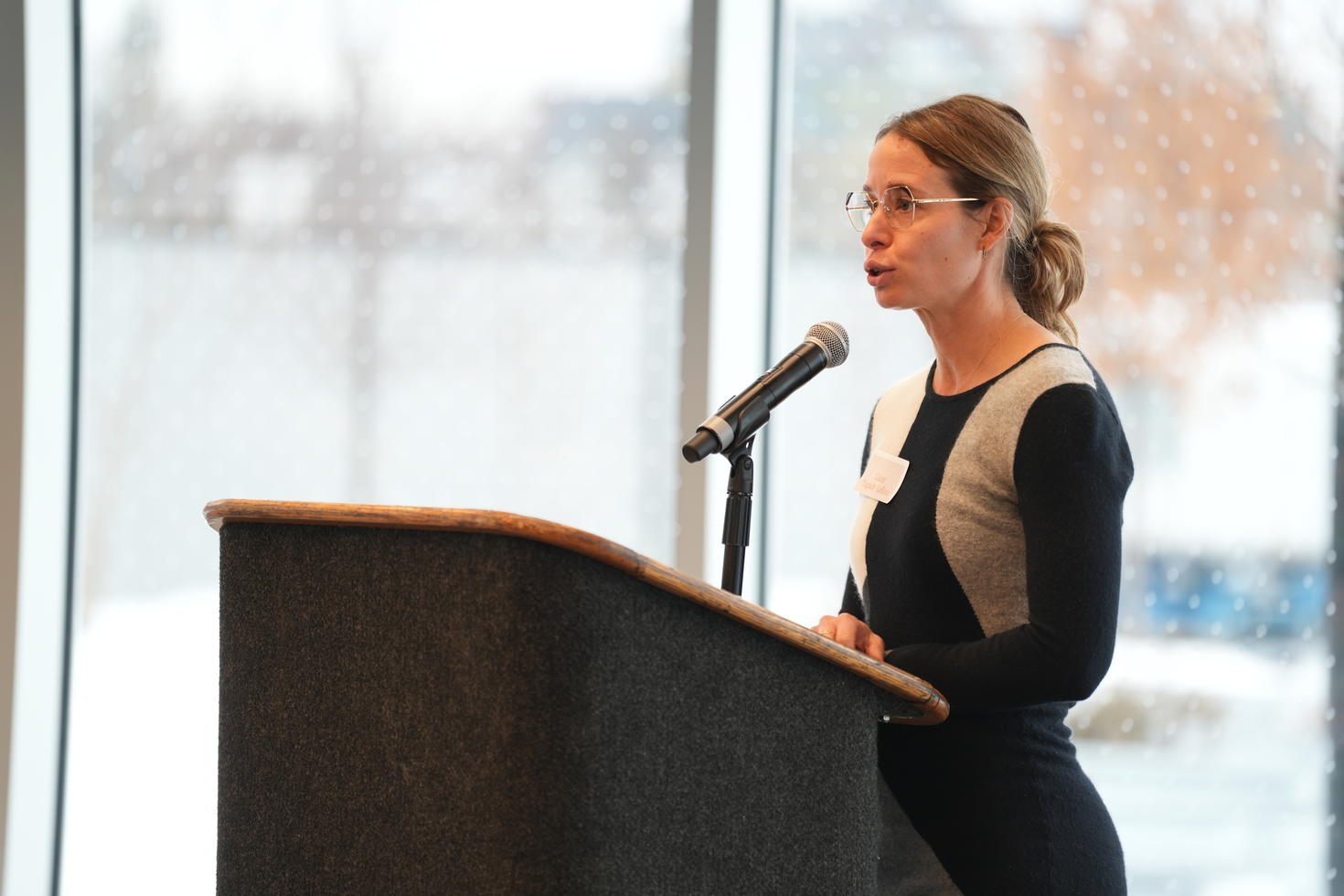 Professor Claire Tugault-Lafleur giving a speech