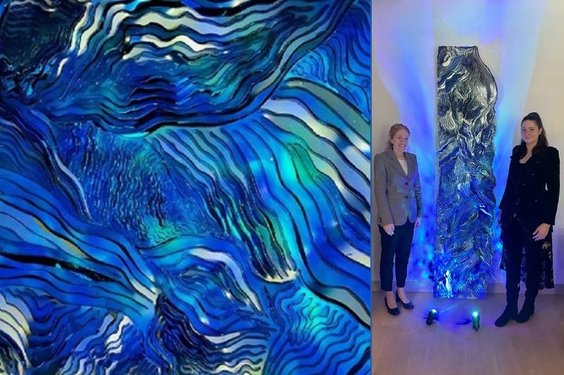 Aurora Borealis by uOttawa student Ana Fox with uOttawa VP Research Julie St-Pierre
