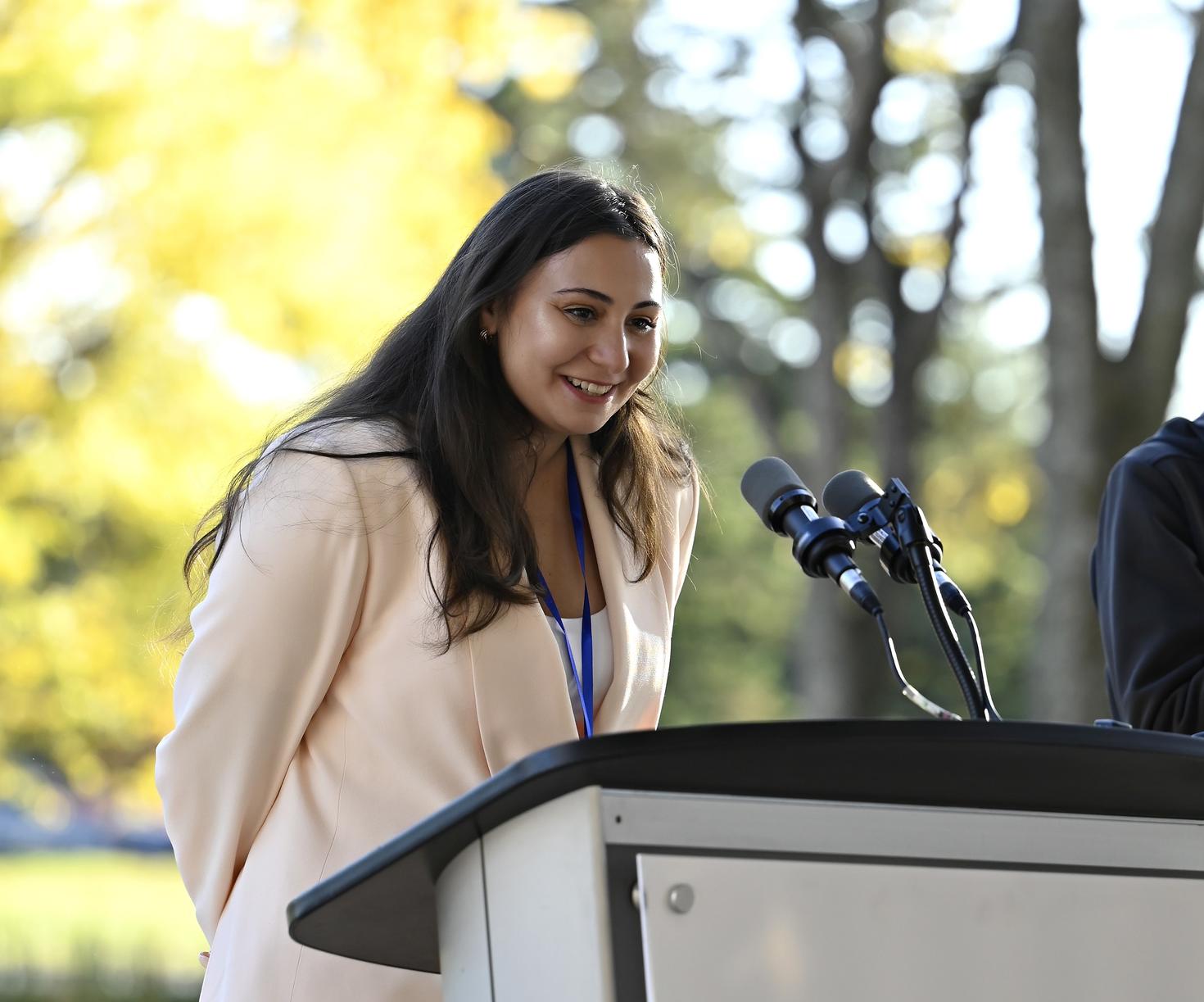 Olga Koppel, the founder EcoSafeSense during the Kanata North Smart Shuttle Launch. Photo credit: by the Kanata North Business association