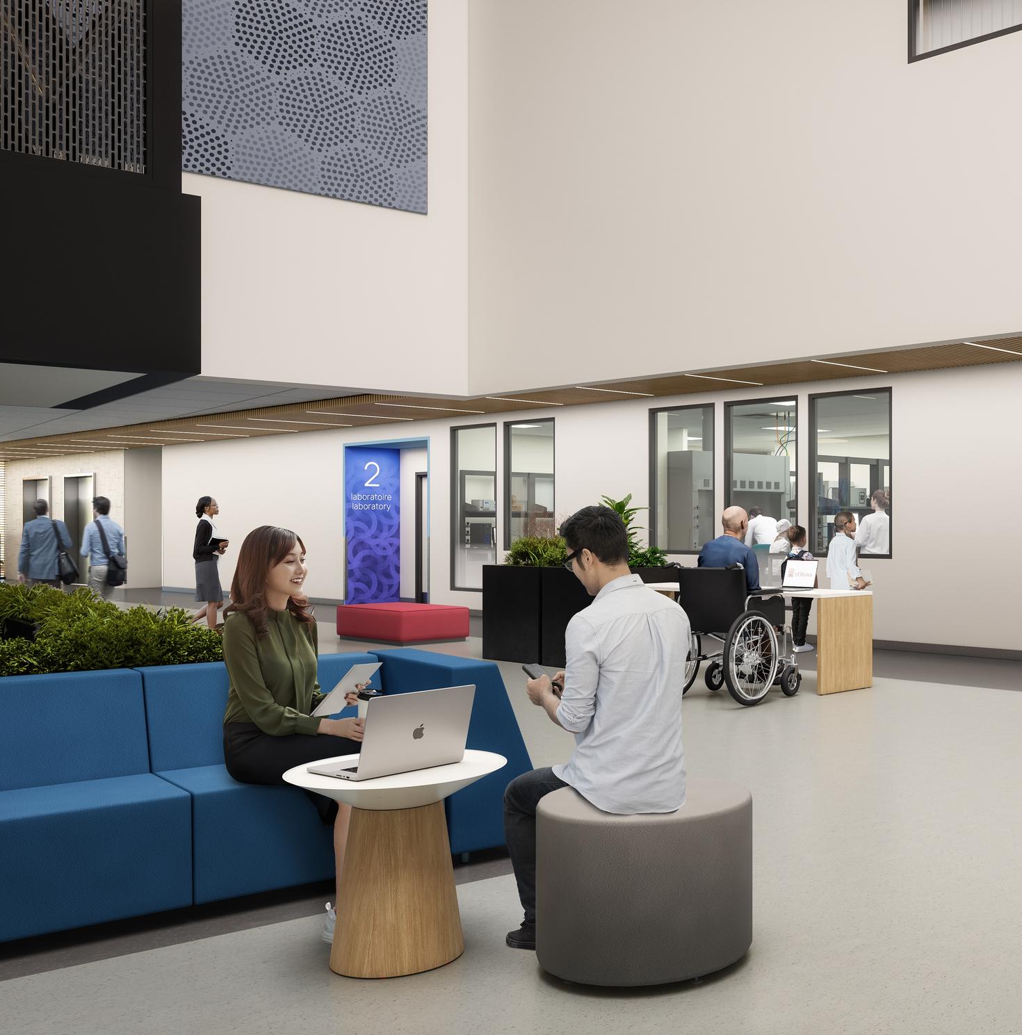Rendering of the AMRC atrium corridor