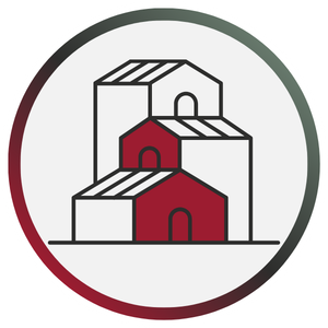 Illustration of three interlocking houses.