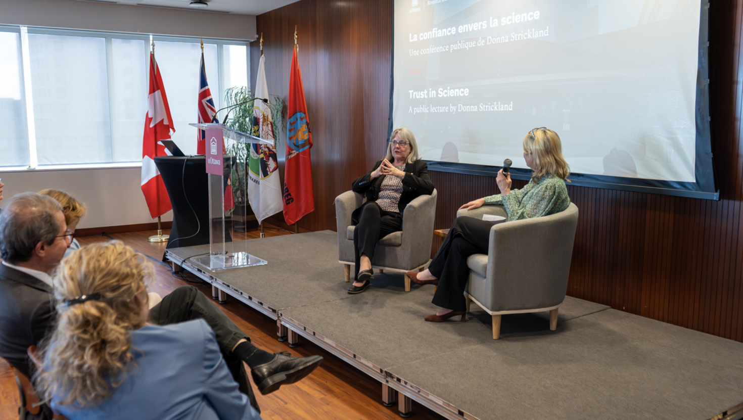 Donna Strickland and Martine Lagacé during the fireside chat