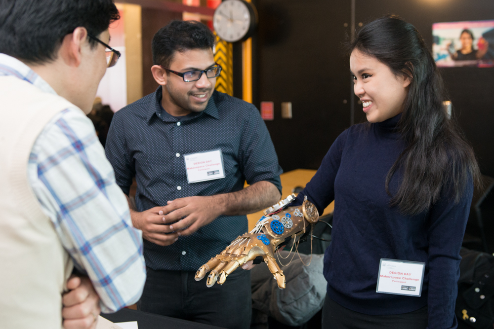 Design Day - Robotic hand Female student presents robotic hand.