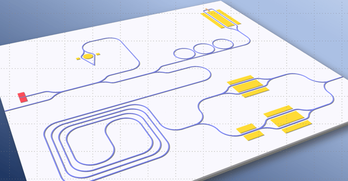 A circuit representing integrated optics