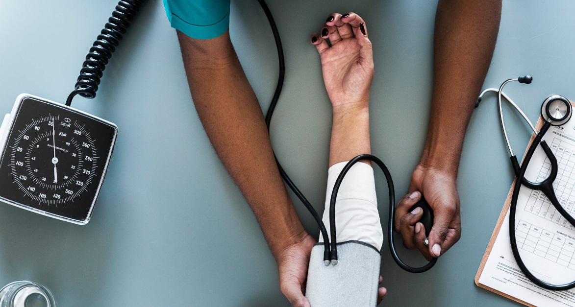 patient getting their blood pressure checked