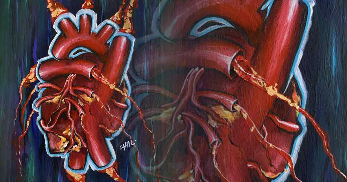 Peinture de style graffiti représentant un coeur humain