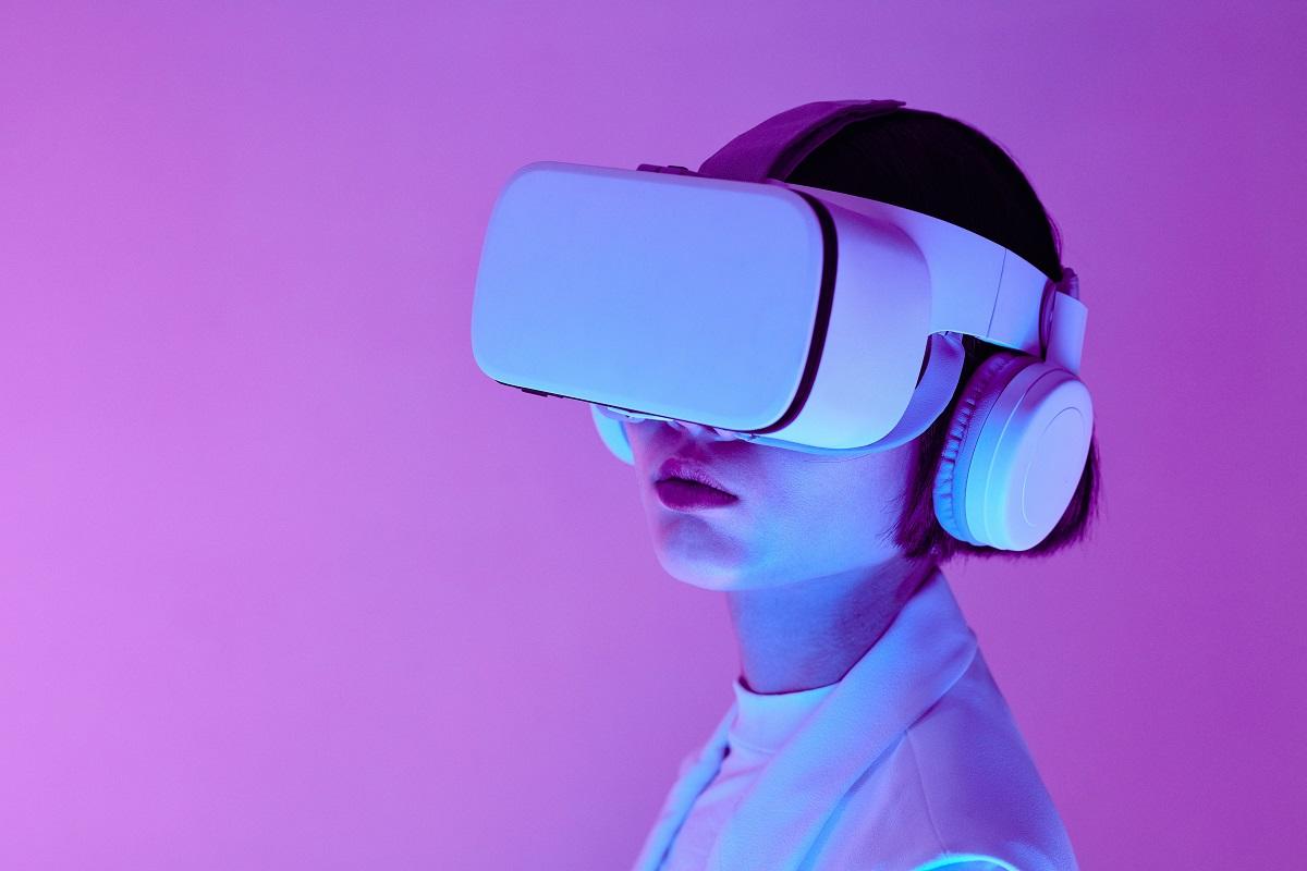 Person wearing VR headset.