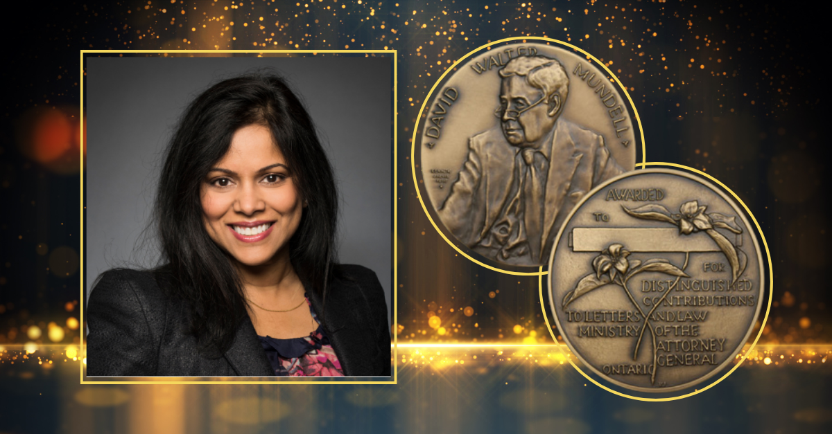 Professor Carissima Mathen has won David WalterMundell Medal