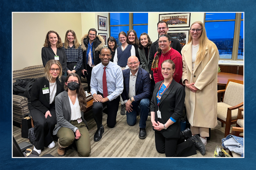 Students of the Feminist Law Reform course meet with Greg Fergus and David Lametti