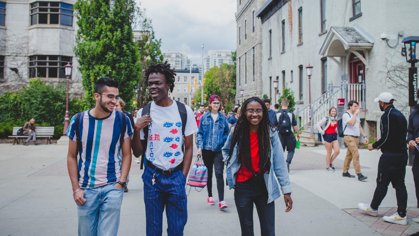 Students walking on campus