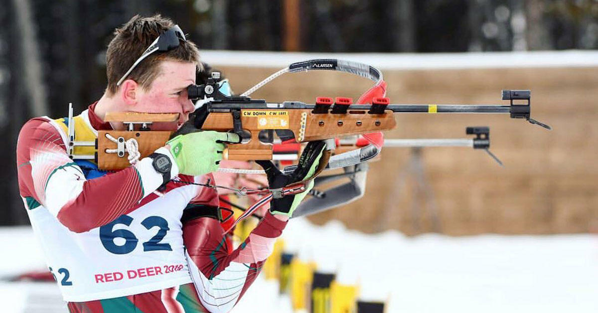 Jeremy participant aux Jeux d’hiver du Canada de 2019 en biathlon.