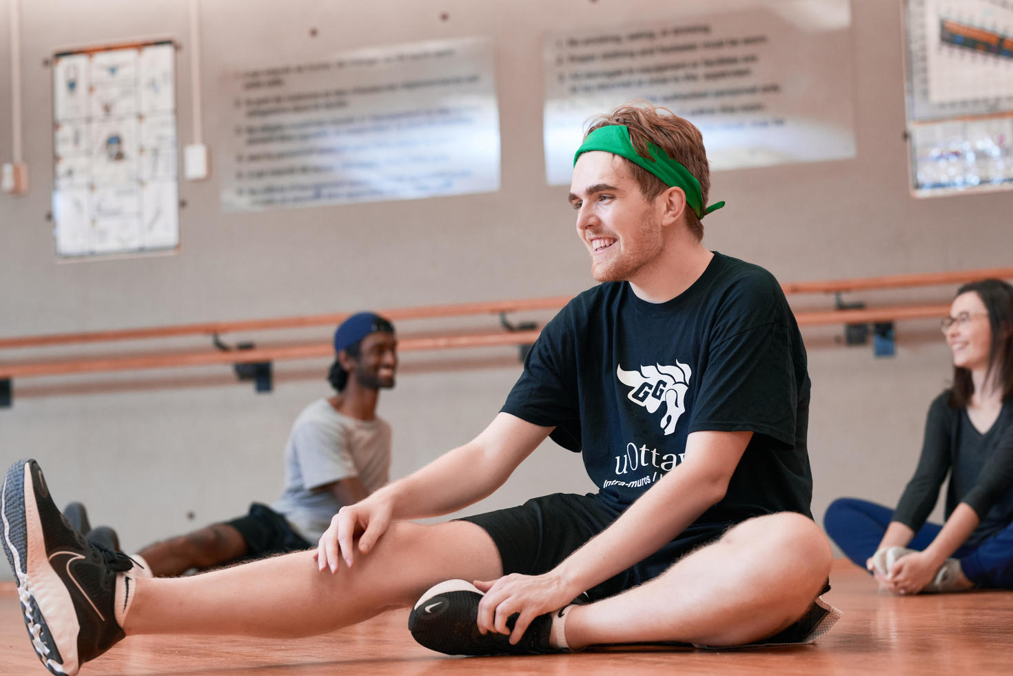 Person stretching in a fitness centre