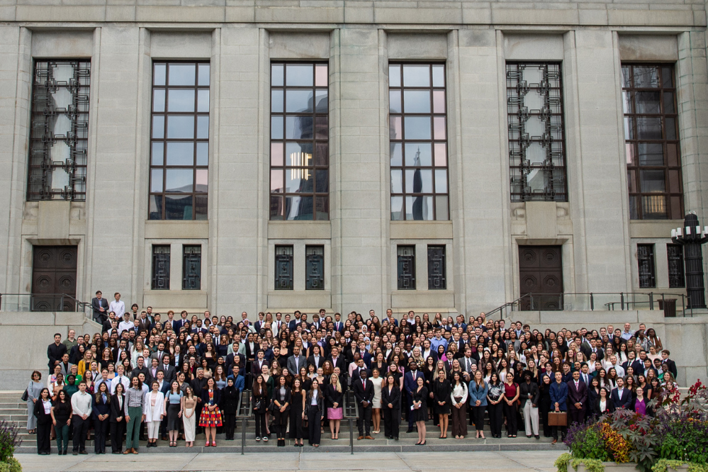 New Common Law students gathered on steps of the Supreme Court of Canada