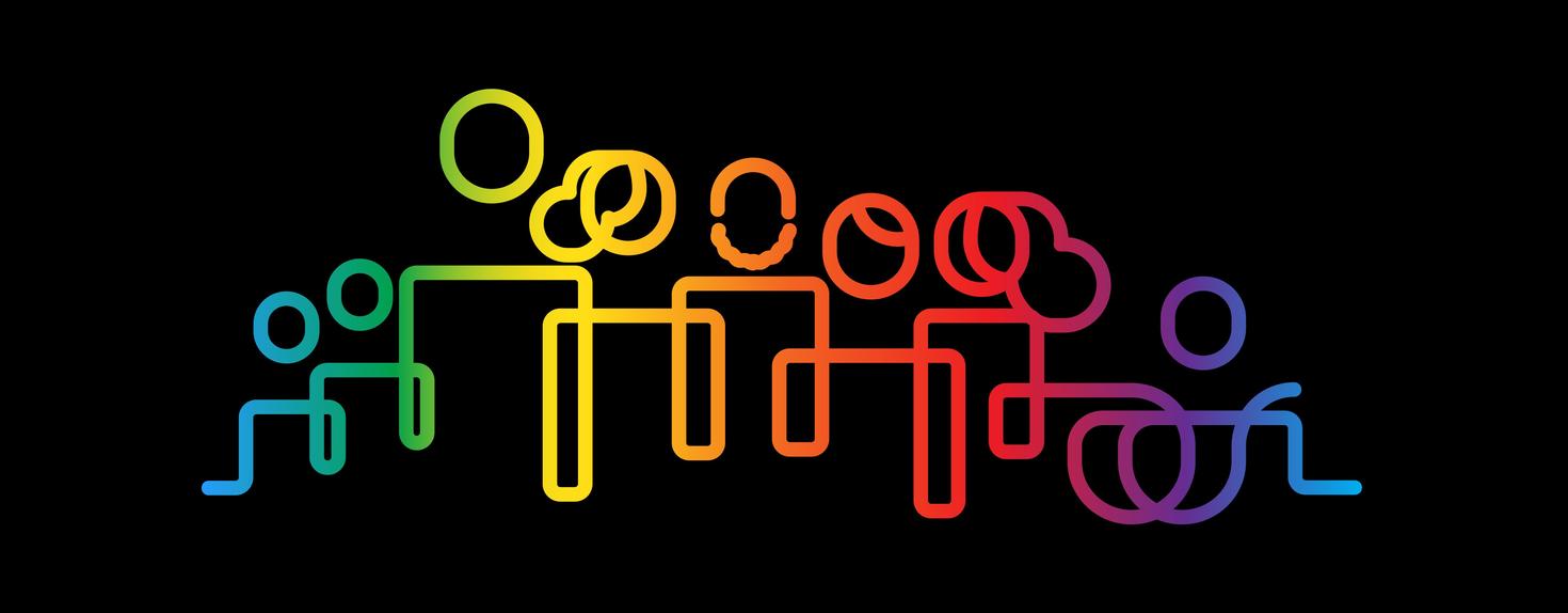 Line art representing diverse group of people