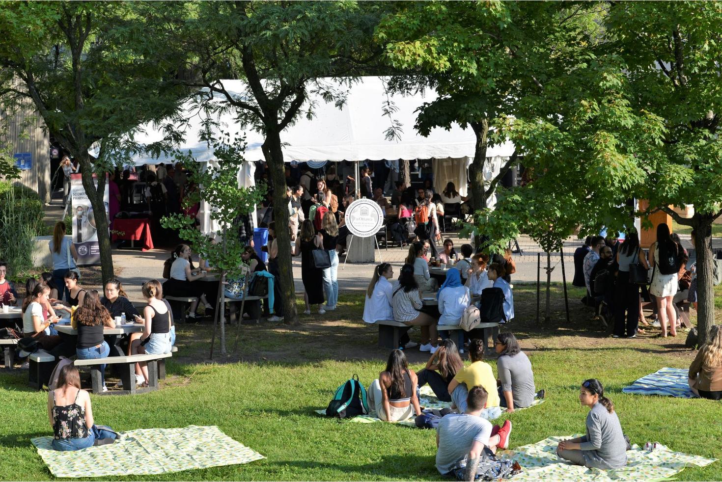 People sitting outside