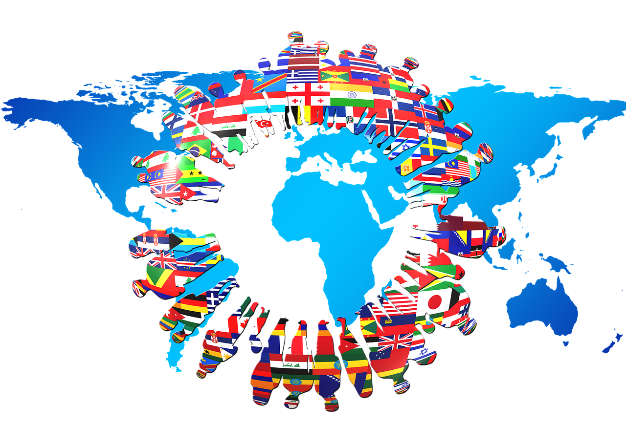 Continents Flags Silhouettes 