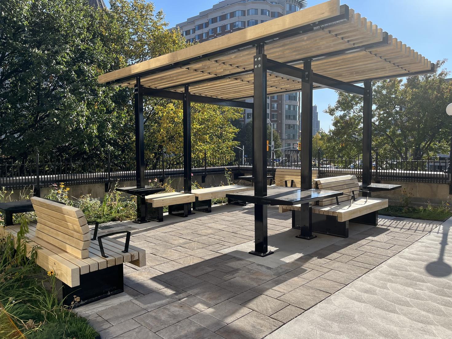 Lieu de repos sur la terrasse du pavillon Tabaret