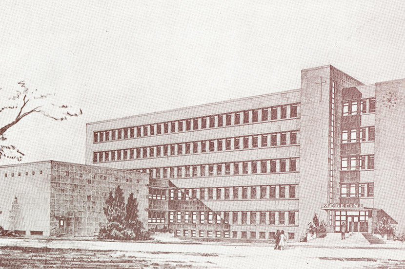The uOttawa medical building (now Vanier Hall) on Nicholas Street