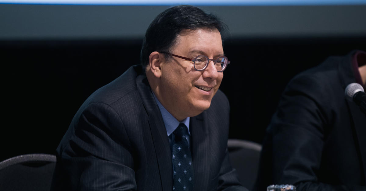 close up of Martin Meunier speaking at a conference