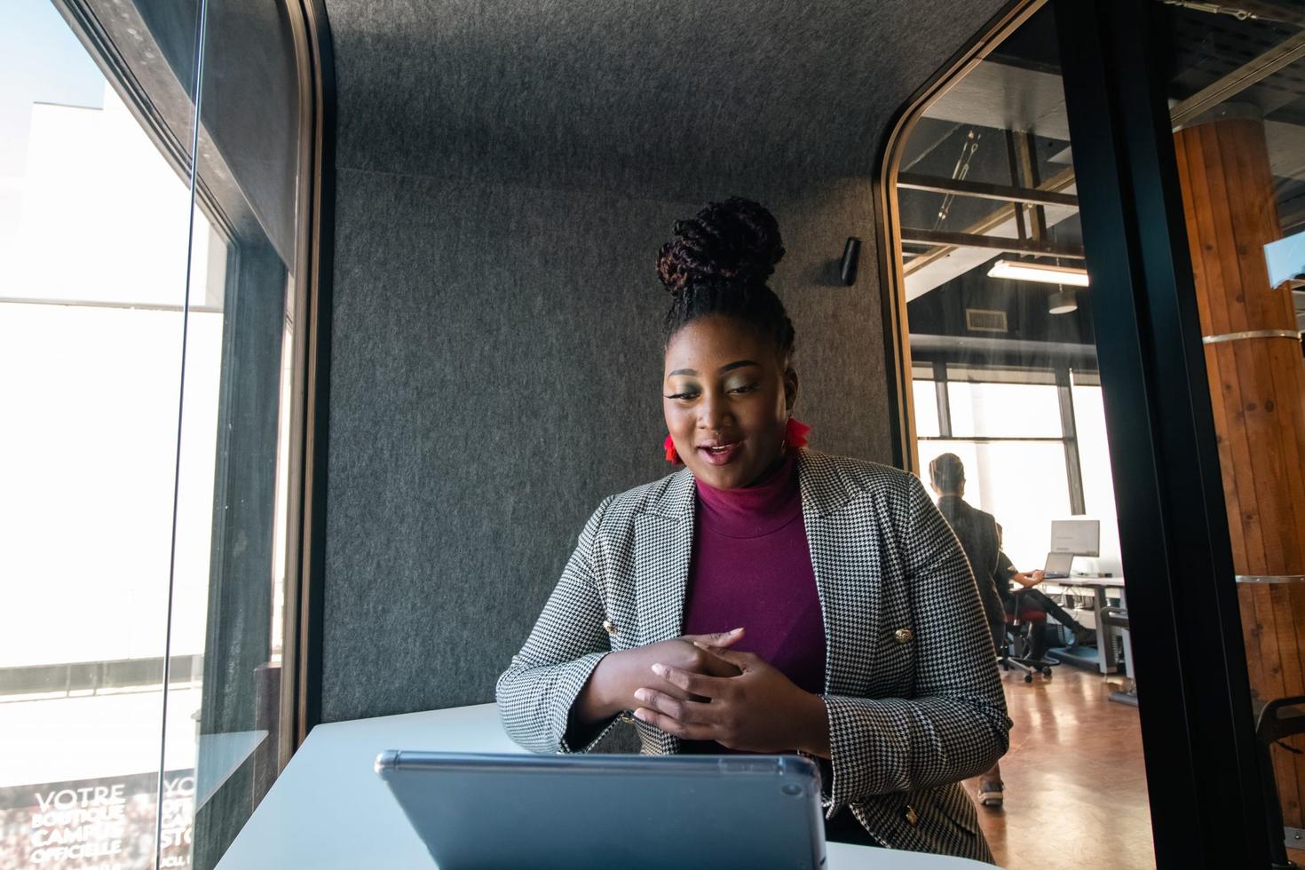 A student working on a laptop.