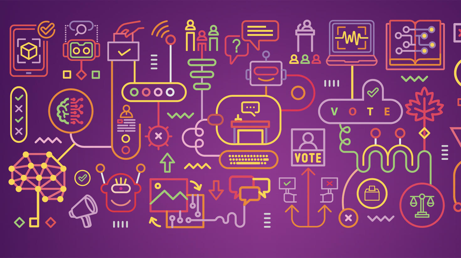 Image of a graphic design with multiple robotic-like lines 