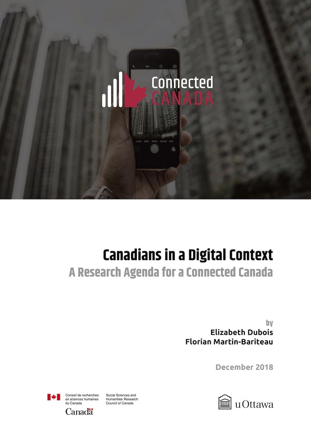 Coverture du rapport "Canadians in a Digital Context: A Research Agenda for a Connected Canada."