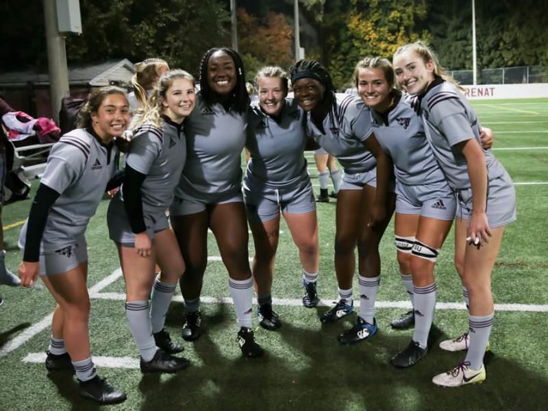 Members of the Gee-Gees women's rugby team.