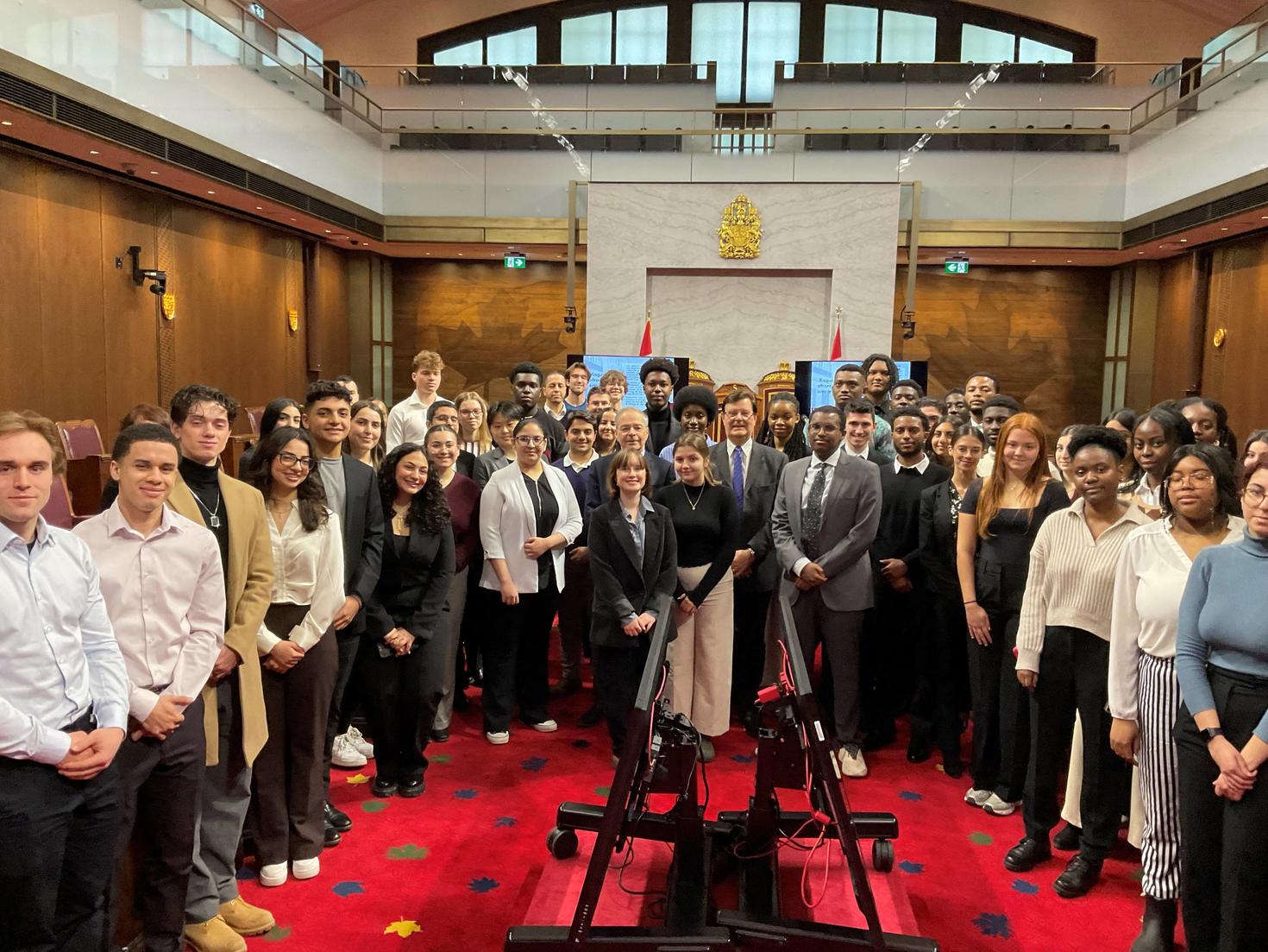 Students inside the Senate of Canada
