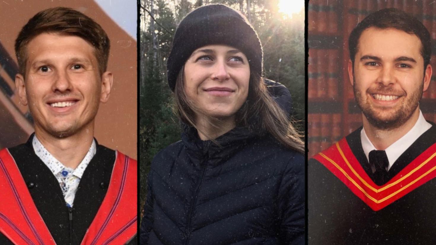 Collage portait of Erik Kowalski, Claire Farley, and Nicolas Couture