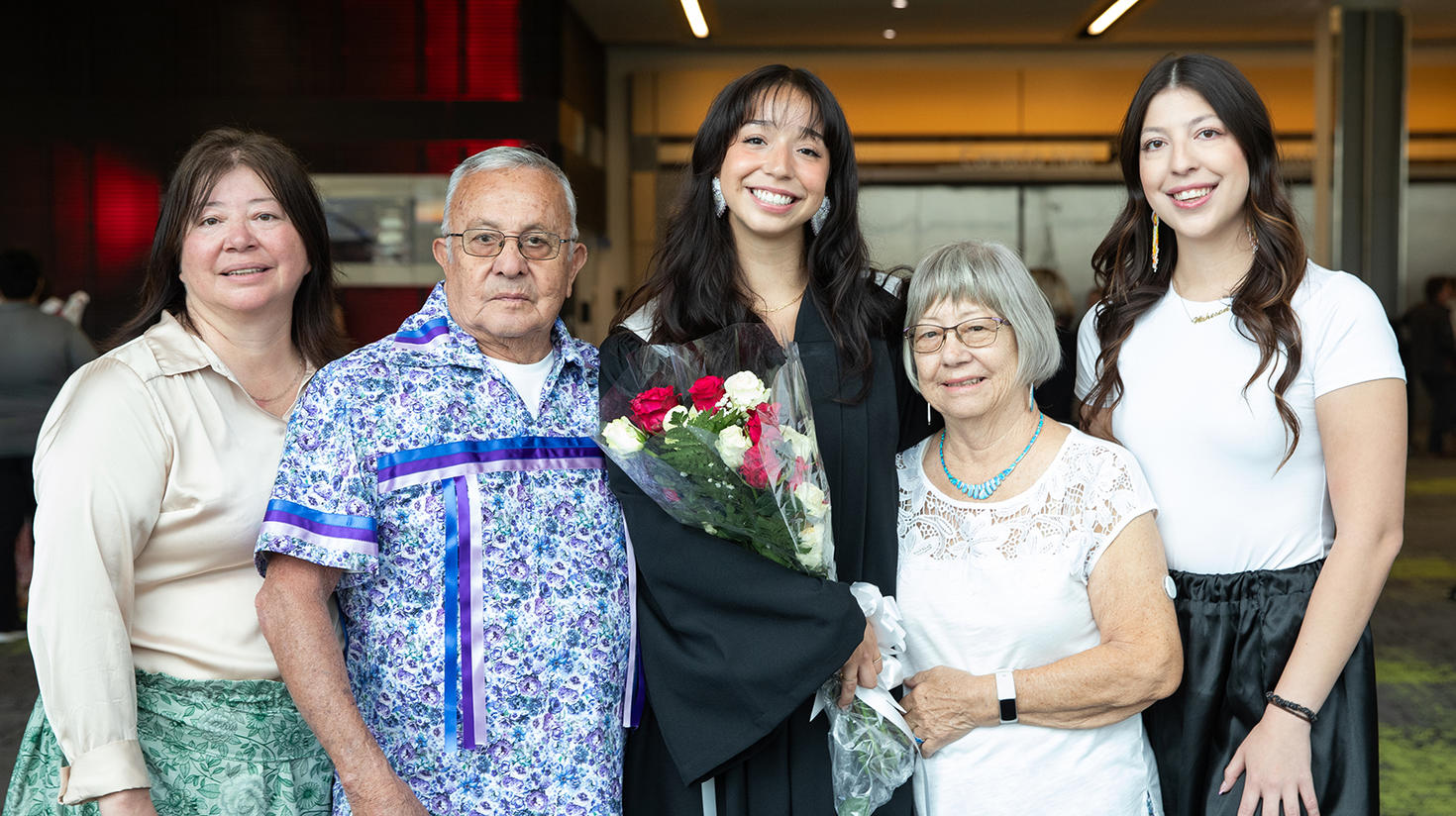 Ieronhenehtha Lazore’s family.  Left to right, mother Shannon, grandfather, Ieronhenehtha, grandmother and sister. 
