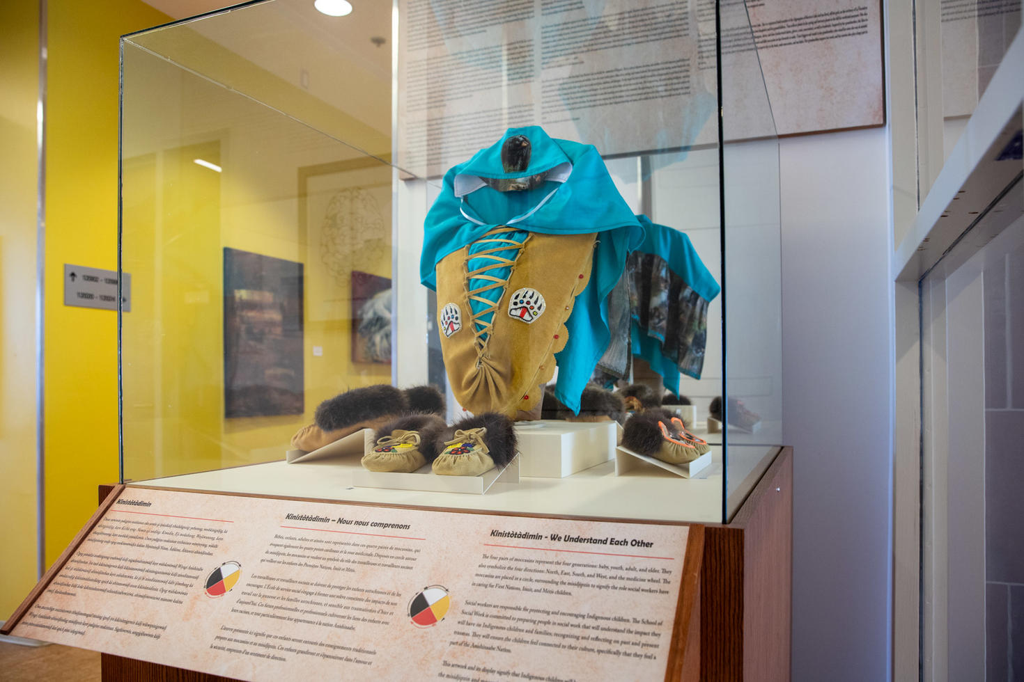 Kinistòtàdimin (meaning “we lift each other up”), a piece by Anishinaabeg artists Grace Ratt, Tina Nottaway and Shannon Chief