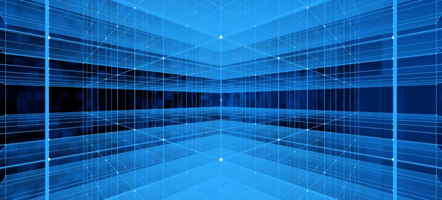 Digital arrow stream with blue neon halo illumination