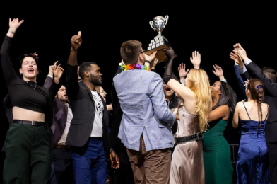 The joint uOttawa / Université du Québec en Outaouais delegation during an engineering challenge.