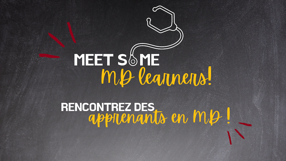 Un graphique qui dit : 'Rencontrez quelques apprenants aux études médicales de premier cycle