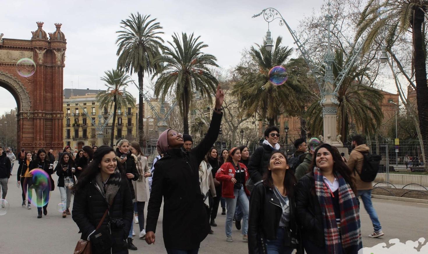 Group of friends in Barcelona