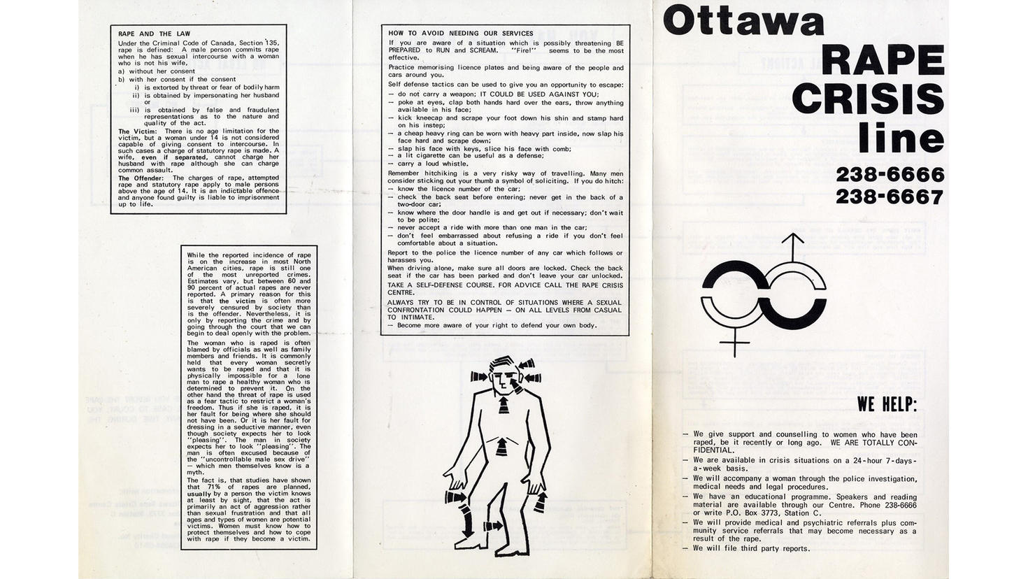 Brochure pour la ligne d'aide aux victimes de viols d'Ottawa (1977) 