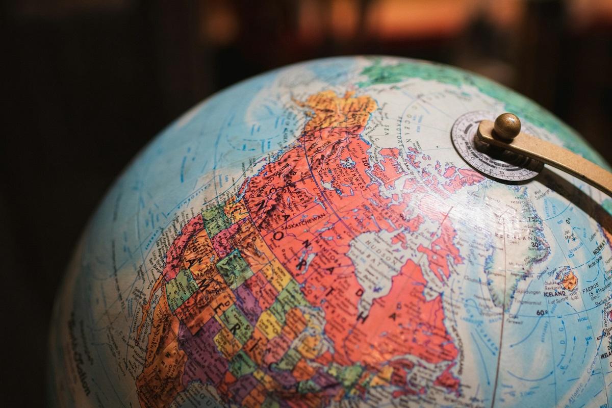 Globe featuring Canada-U.S. area