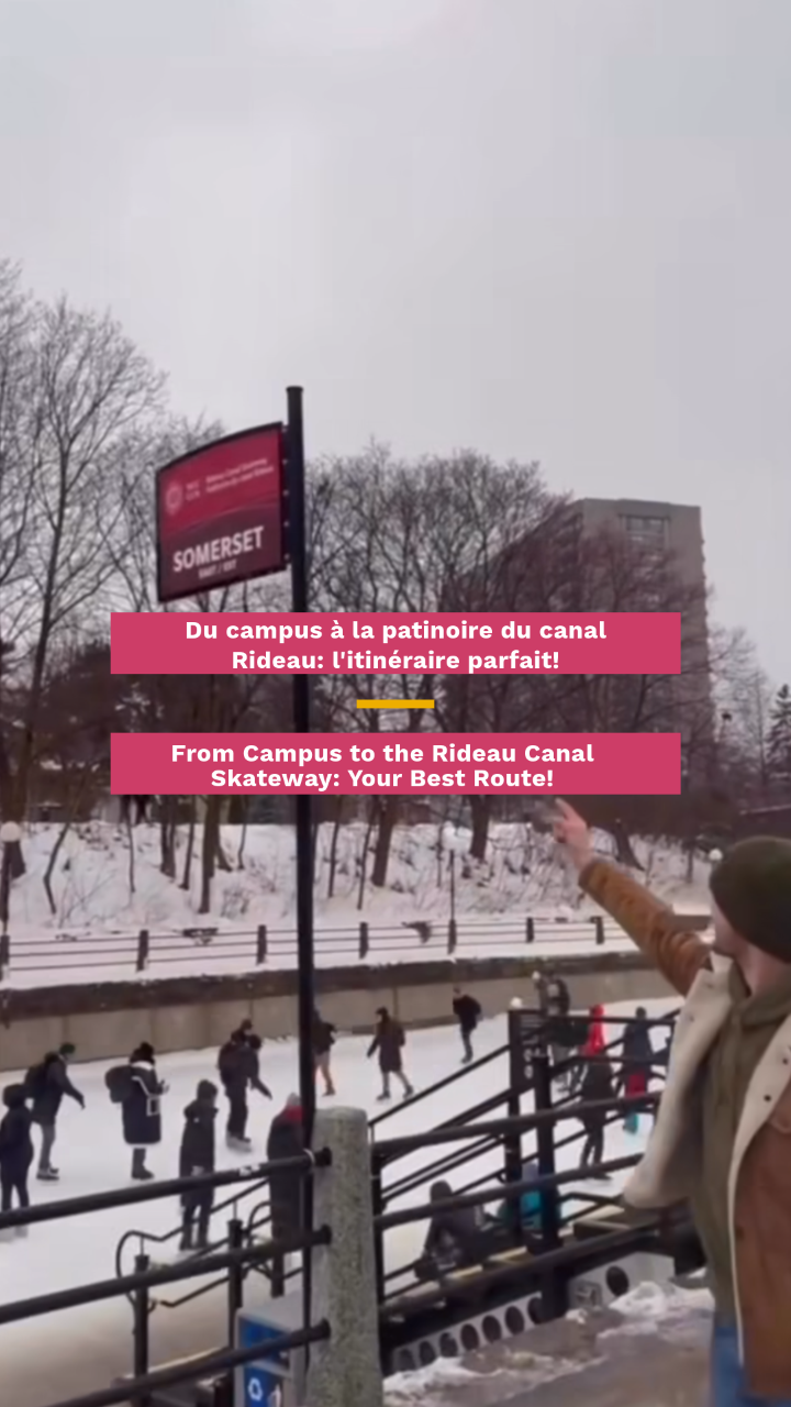 A student shows how to get to the Rideau Canal to skate.