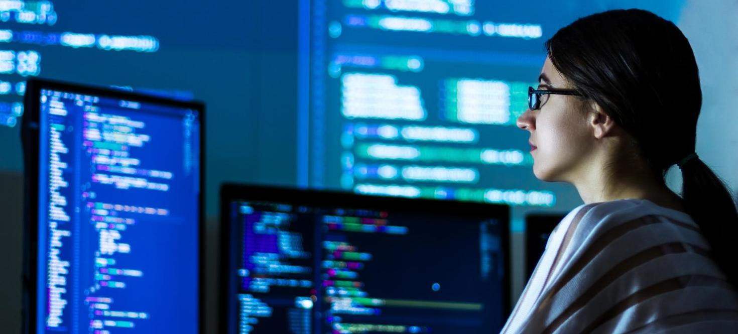 A person working in front of a computer.