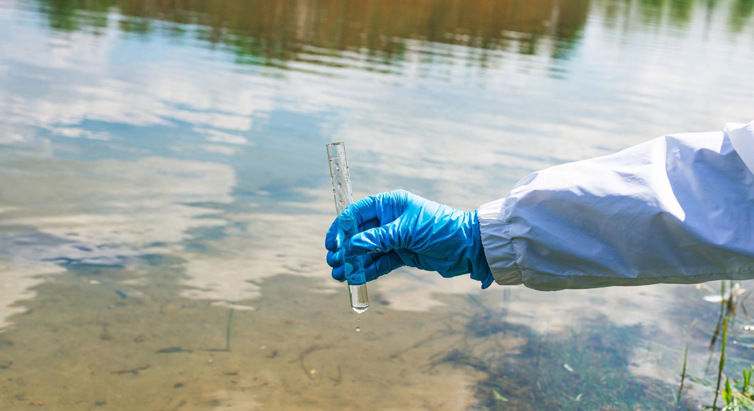 Test tube containing wastewater.