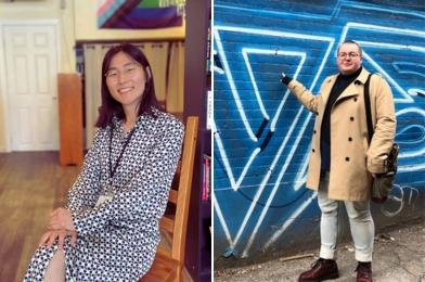 Chloe Seongeun Kim (left) and Tyler Escott (right), class of 2025—MA in sociology with a specialization in feminist and gender studies.