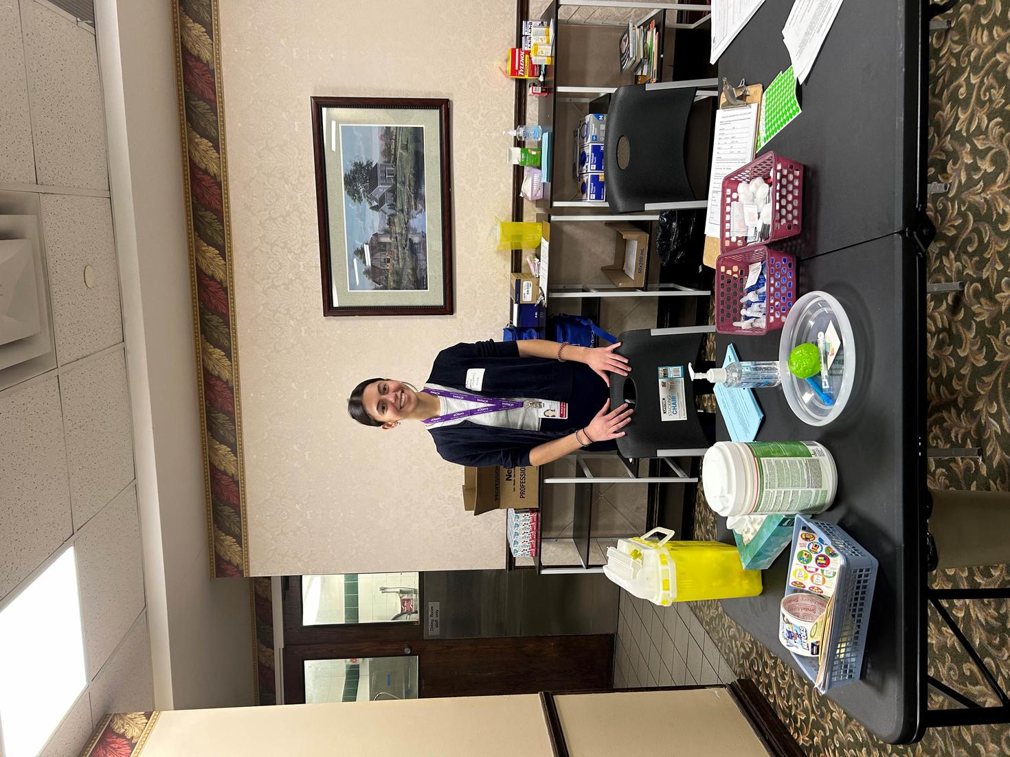 Student preparing the medical supplies