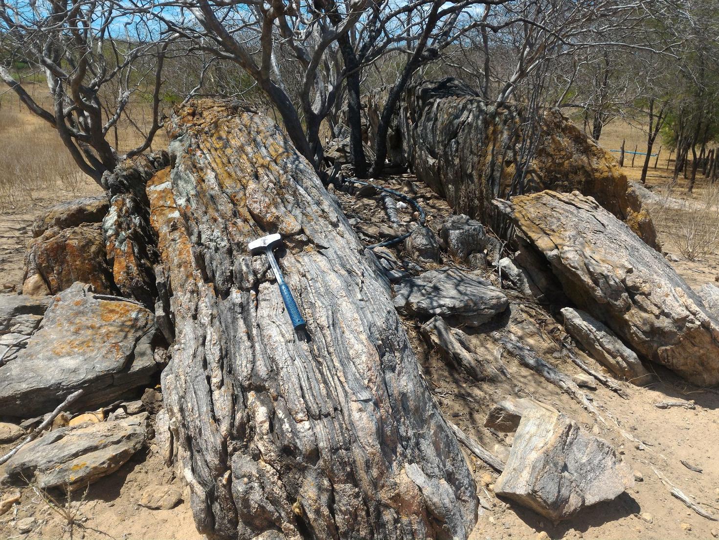 Affleurement de roches vieilles de 3,4 milliards d’années dans le nord-est du Brésil.