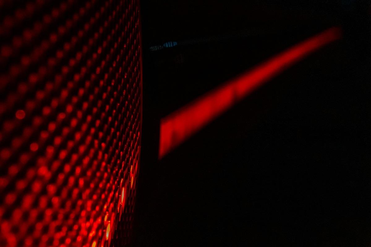 Laser projected on black background