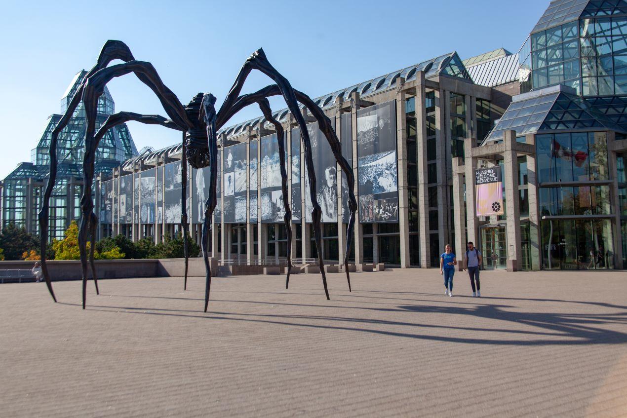 The Maman metallic spider sculpture outside the National Art Gallery of Canada.