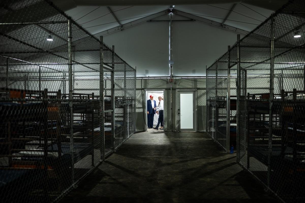 Donald Trump visits "Alligator Alcatraz" migrant detention facility