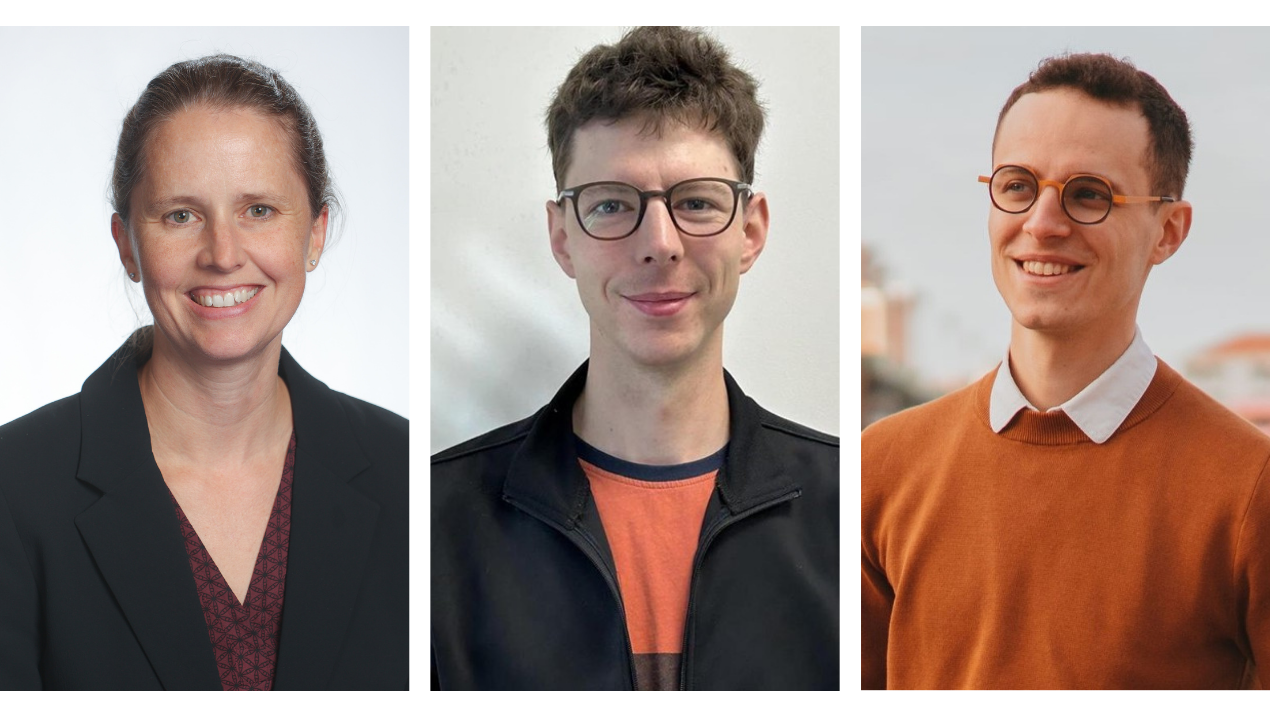 Professor Anne Broadbent and MSc graduate Marc-Olivier Proulx, with PhD student Pierre Botteron (University of Toulouse) 