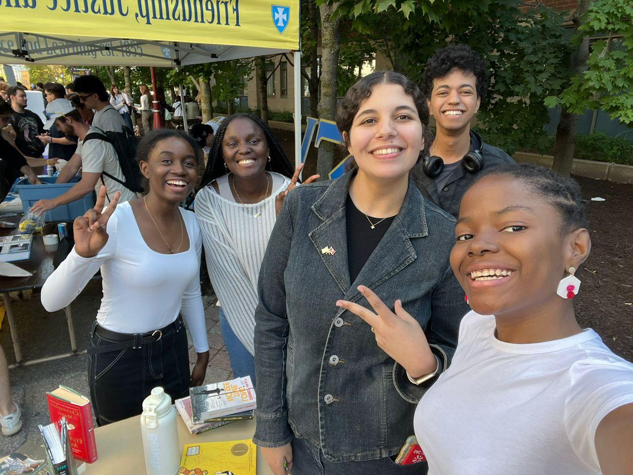 Student members of the Avid Readers Club at the Club Fair.
