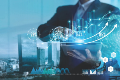 man showing customer data